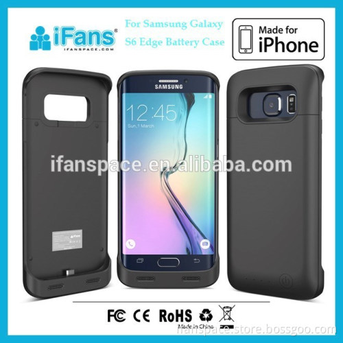 Portable mobile battery charger case, for samsung galaxy s6 edge external battery case with 3500mAh black color